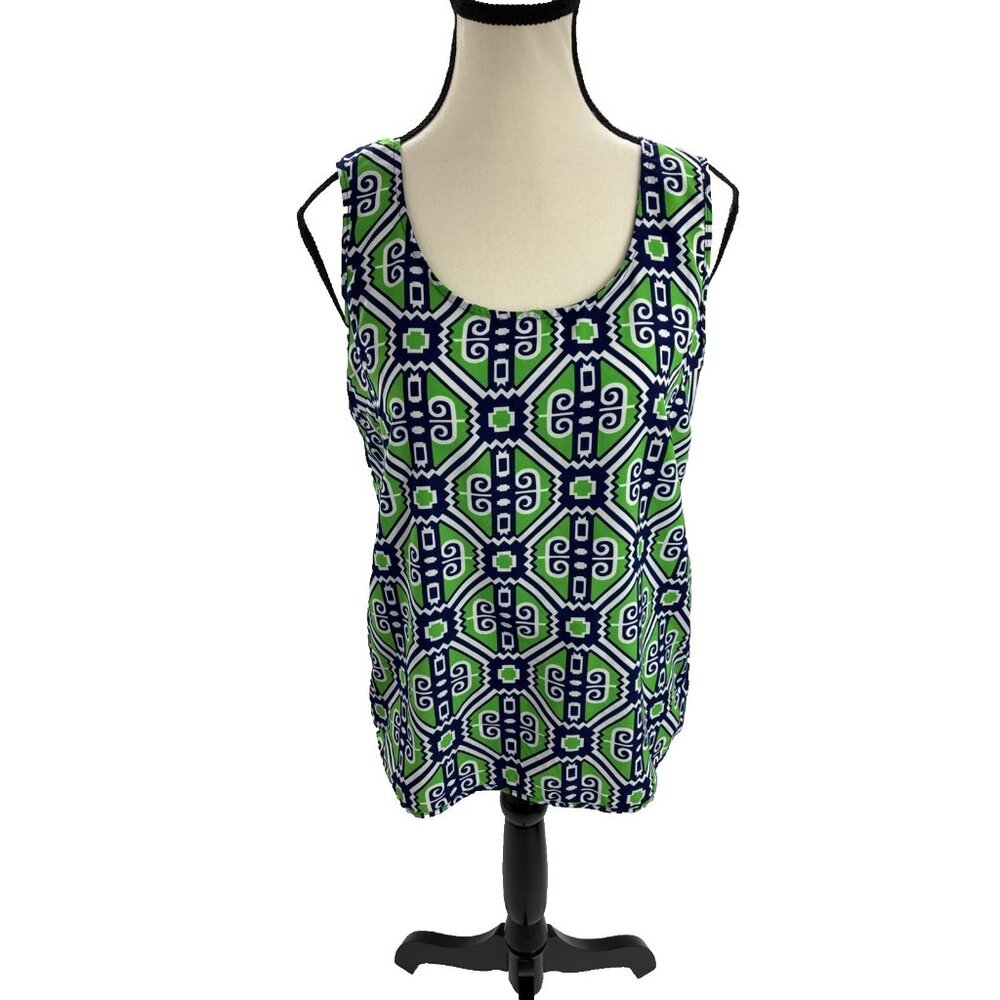 Margaret Josephs Macbeth Collection Womens Size S Tank Top Green Blue Print